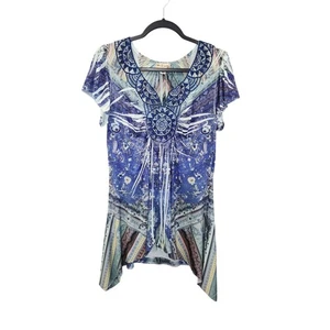 World Unity Womens M Multicolor Short Sleeve Tunic Top 2149 - Picture 1 of 9