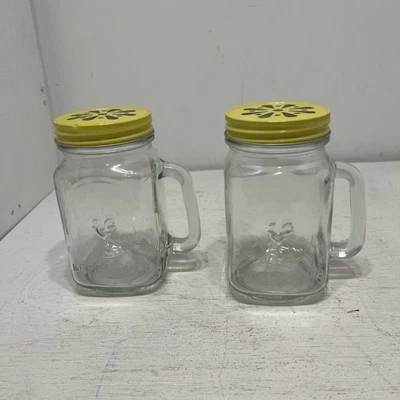 Lote de 2 frascos de vidrio para beber County Fair ROOSTER con mango 16 oz con tapa Foto 1 de 4