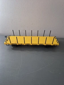 Bachmann Big Haulers 90-0100 G Scale Yellow 1525 Baltimore & Ohio Stake Flat Car - Picture 1 of 6