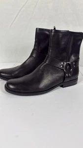 Stivali House Of Harlow in pelle nera Portia Biker Combat Engineer imbracatura taglia 11 - Foto 1 di 13