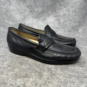 Mocassino Sas uomo asso scarpe eleganti nero pelle slip on penny taglia 8,5 M sollevamento - Foto 1 di 9