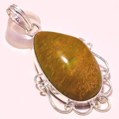 Unakite Gemstone Pendant Handmade Engagement Gift Unique Jewelry 2.1" D054 - Image 1 of 4