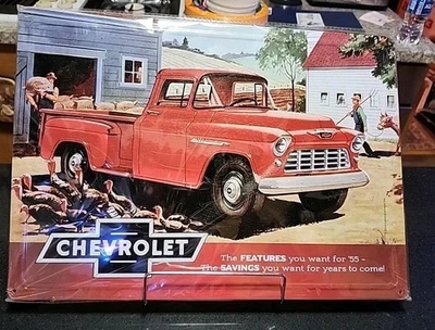 Chevrolet Chevy 1955 Pick Up Truck Red 17"x 13"  Metal Sign New Sealed - Image 1 of 2