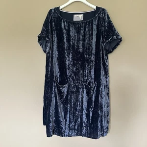 Vestido Floreat @ Anthropologie Mujer L Terciopelo Aplastado Bolsillos Azul Marino Boho Otoño - Imagen 1 de 6