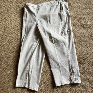 Quacker Factory Capri Crop Pants Women's 1X Embellished Seashells Hi Rise J Pkts - Picture 1 of 12