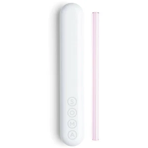 Pajita de vidrio reutilizable SOMA con estuche de viaje forrado de silicona y herramienta de limpieza - rubor - Imagen 1 de 3