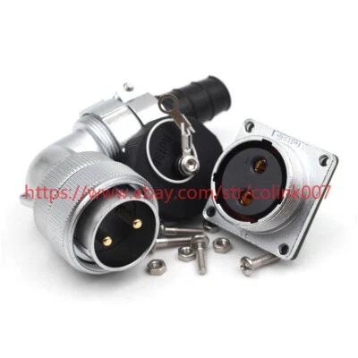 WF28 2Pin Waterproof Connector, 50A Wielded Aviation Bulkhead 90° Plug, IP67 - Image 1 of 4