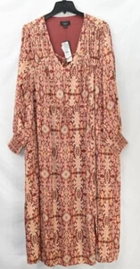 Beldini Women's Plus Size 3X Maxi Dress Floral Paisley 3/4 Sleeve Brown NWT - Picture 1 of 6