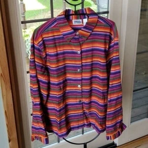 Chico's Design Vivid Fall Rainbow Hand Embroidered Accent Sz 3 XL+ Button Jacket - Picture 1 of 13