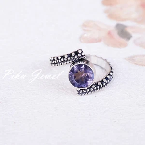 Facettierter Amethyst Edelstein 925 Sterling Silber Ring Geschenk für alle Schmuck - Bild 1 von 5