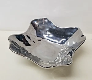 Porcelain Scalloped Silver Tone 8.25" Candy/Bon-Bon Bowl - Picture 1 of 6