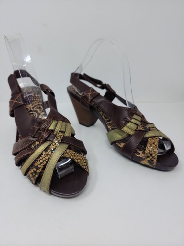 Sandali Indigo By Clarks donna 9 5 verdi rettile con cinturini tacchi scarpe comode