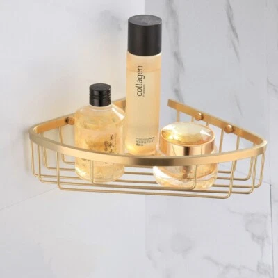 Brushed Gold Triangle Corner Shower Caddy Holder Shower Shelf Shower Organizer - Image 1 of 4