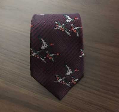 "Corbata Robert Talbott Best Of Class Red Glen Check con patos tejida en Inglaterra 58""" Foto 1 de 4