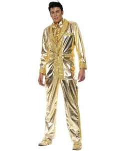 CL468 Gold Elvis Presley Licensed Costume Rock and Roll 50s Rock Star - Picture 1 of 3
