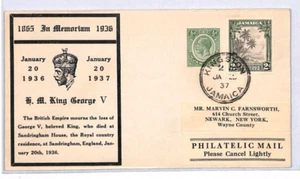 JAMAICA KGV MOURNING Cover 1937 Kingston USA NY Newark{samwells-covers}YD381 - Picture 1 of 12