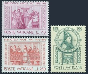 Vatican 582-584 two sets, MNH. Mi 667-669. Vatican Apostolic Library-500, 1975. - Picture 1 of 1