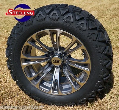 GOLF CART 14" GUNMETAL VECTOR ALUMINUM WHEELS and 23" AT TIRES (SET OF 4)  Foto 1 de 4