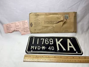 NOS W/Envelope Special 1940 Wisconsin License Plate Motor Vehicle Dept Permit WI - Picture 1 of 16