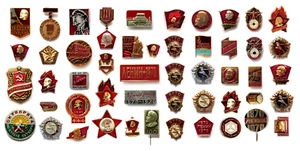 Set 50 Pin Anstecker Original Sowjetrussland UdSSR Lenin Kommunist Stern Sichelhammer - Bild 1 von 24