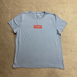 WRANGLER Damen T-Shirt Kurzarm Gr. L Regular Fit Retro Classic Logo 7509 Blau - Bild 1 von 7