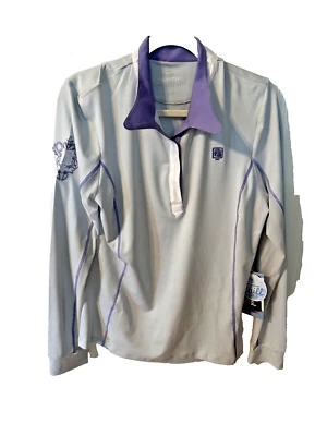 NEW ROMFH WOMEN’S XL WHITE/PURPLE COMPETITOR SHIRT EQUESTRIAN CHILL FACTOR - Image 1 of 4