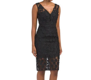 $595 NWT Milly Mari Floral Lace V Neck Sleeveless Black Dress sz 6 - Picture 1 of 12