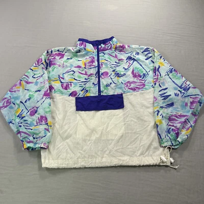 VINTAGE Reebok Jacket Mens Small 1/4 Zip Abstract Geometric Windbreaker 90s - Image 1 of 4