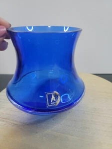 Ajeto Czech Art Glass Cobalt Blue Round Vase signed - Picture 1 of 8
