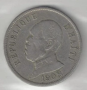 HAITI,   1908 (W)   50 CENTIMES,  COPPER NICKEL,  KM56,  VERY FINE  (001) - Picture 1 of 2
