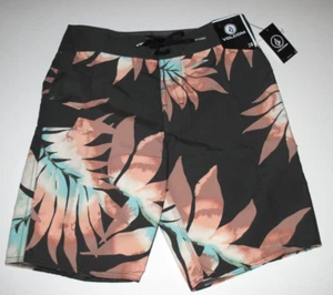 Volcom Boy's 28/16 Mod Seaweed Board Shorts Black Green - Picture 1 of 2