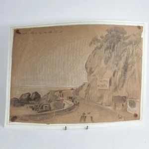 Giorgio Matteo Aicardi pastel drawing coast landscape 20th Century Italian #21 - Picture 1 of 4