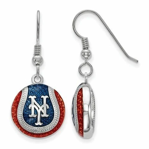 SS New York Mets Enameled Baseball Dangle Earrings Cover