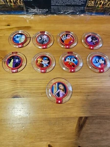 Lot Of 9 Disney Infinity Power Discs: Zeus, Rapunzel, Mickey, Winter Soldier. - Bild 1 von 1