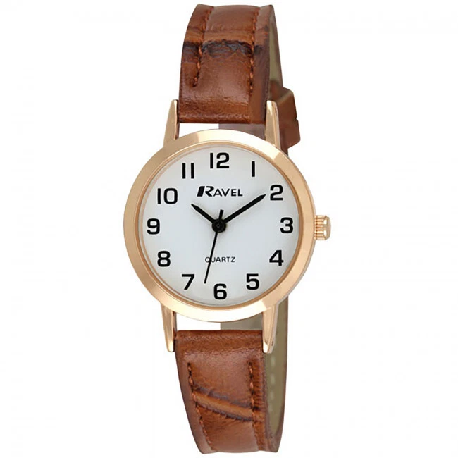 Ravel - Ladies Traditional Watch with Clear Numeral Dial Dark Tan Strap 102.14.2 - Image 1 of 1