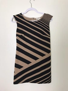 Ann Taylor LOFT Marrón Negro Cambio Vestido Exposado Cremallera Carrera Cóctel Vestido - Imagen 1 de 5