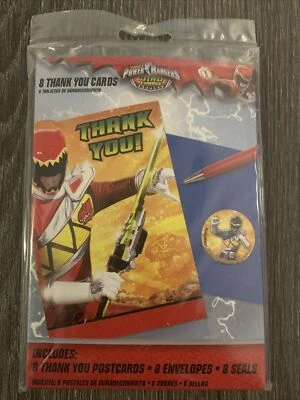 Power Rangers Dino Charge Saban Ninja Kids Birthday Party Thank You Notes Cards - Image 1 of 2