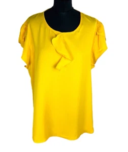 Bright Yellow Blouse Grill Detail Lightweight Women’s UK Size 2XL XXL - Picture 1 of 7