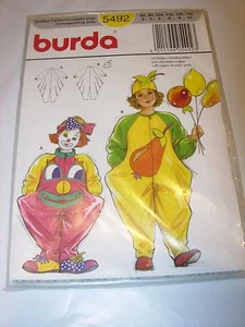 UNCUT BURDA Sewing Pattern 5492 HALLOWEEN COSTUME SIZE 2-10 CHILDS CLOWN SUIT - Picture 1 of 3