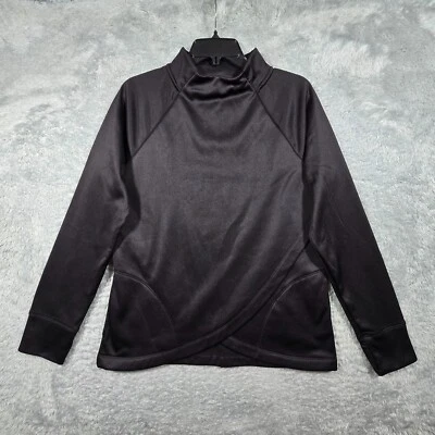 Xersion Sweater Womens Medium Black Overlap Front Pockets Mock Neck Quick-Dri - Image 1 of 4