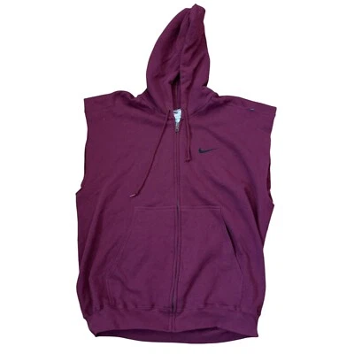 Vintage 90s Nike Size Large Mens Maroon Hoodie Sleeveless Boxing Training Logo - Image 1 of 4