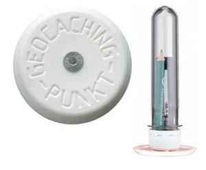 2 x Geocaching Spezial Versteck ausgefallen D5 Vermessungspunkt Grenzpunkt Set  - Bild 1 von 1