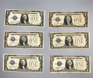EP19: Vintage 1928 $1 Bills “Funny Back” notes /Lot of 6 -Good Condition Free SH - Picture 1 of 15