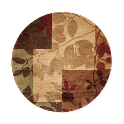Home Dynamix Amelia Modern Area Rug | 7'10" Round | Beige/Green/Red Beige/Brown - Image 1 of 4