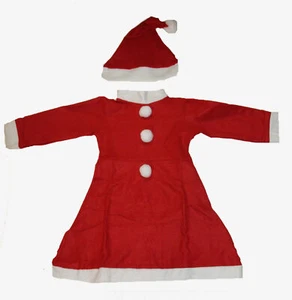 Kinder Kleid 4-6 Jahre Weihnachtskleid Mädchen Nikolaus Mütze Weihnachten - Bild 1 von 1
