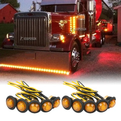 10x 3/4" LED Clearance Side Marker Light Amber Chicken Light For Peterbilt 379 - Image 1 of 4