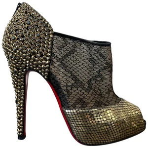 Christian Louboutin Donna Strass Aerotoc Tacchi Oro EU 38 / UK 5 - Foto 1 di 14