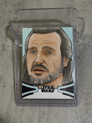 Topps Star Wars Sketch Card 1/1 Qui-Gon Jinn Kevin P West 1 Of 1 - Image 1 of 2