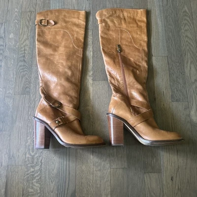 Botas de cuero para mujer boutique 9 botas hasta la rodilla de cuero marrón Foto 1 de 4