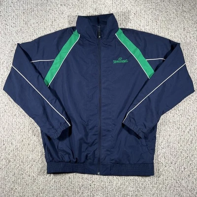 Spalding Men’s Retro Jacket Windbreaker Navy Green Medium Full Zip Pockets - Image 1 of 4